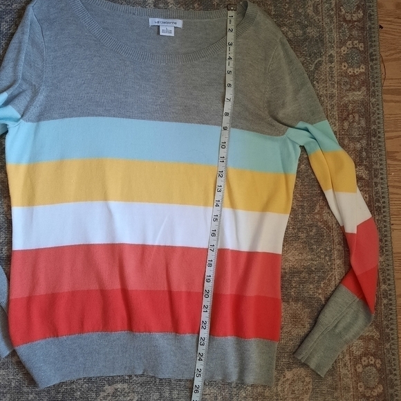 LIZ Claiborne Spring Colors Striped Sweater Large - Picture 5 of 6